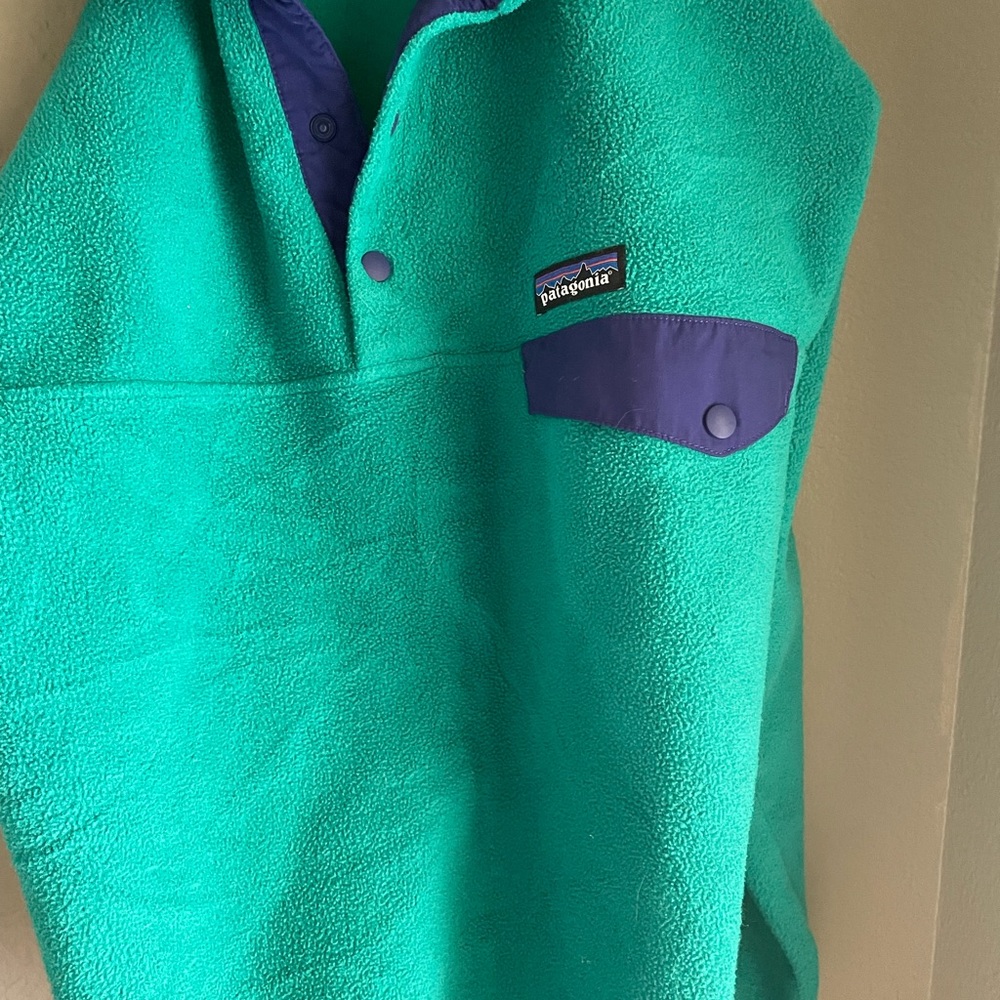 Patagonia Teal/Green Snap T with Navy Accents